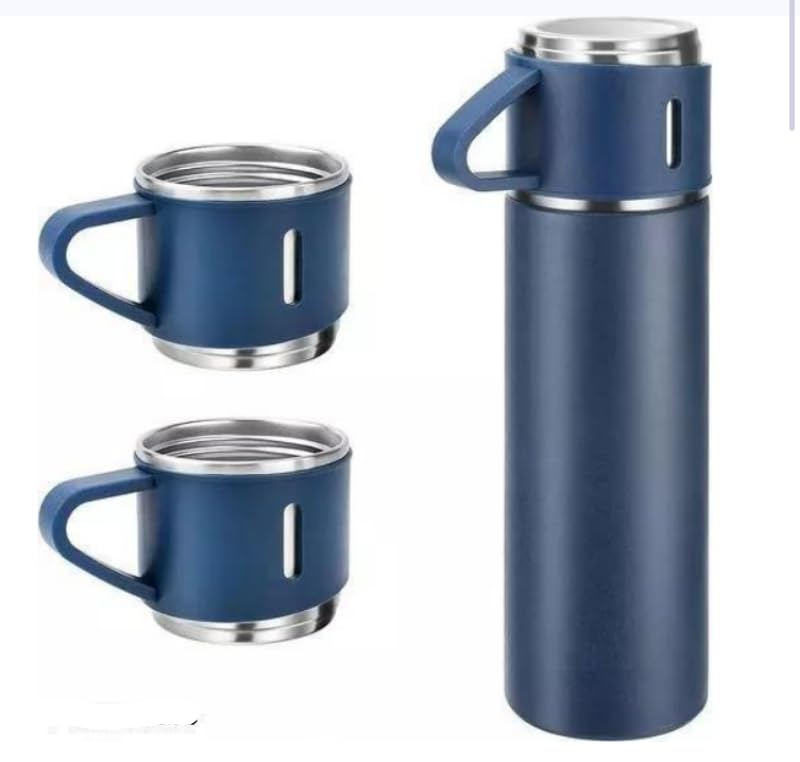 Vacuum Flask Set with 3 Stainless Steel Cups