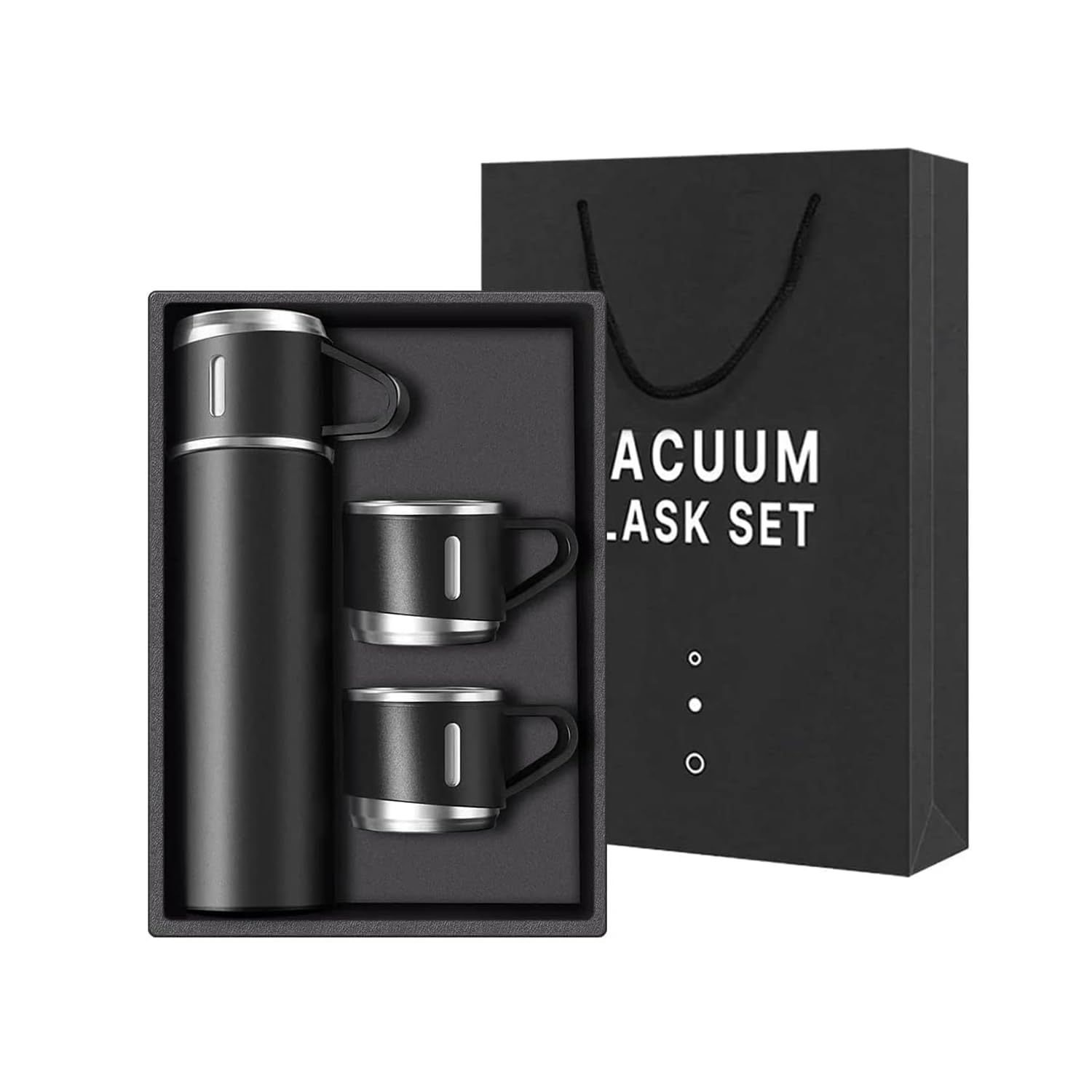 Vacuum Flask Set with 3 Stainless Steel Cups